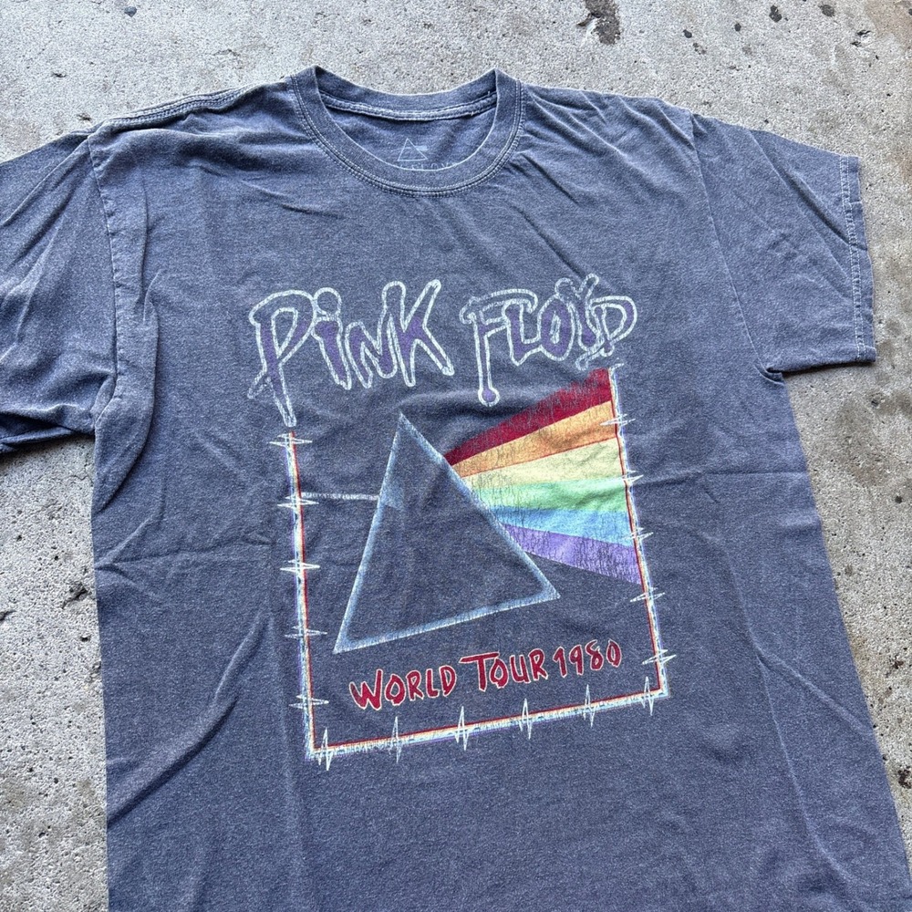 Pink Floyd World Tour 1980 Dark Side of the Moon Tee Shirt Gray M/L